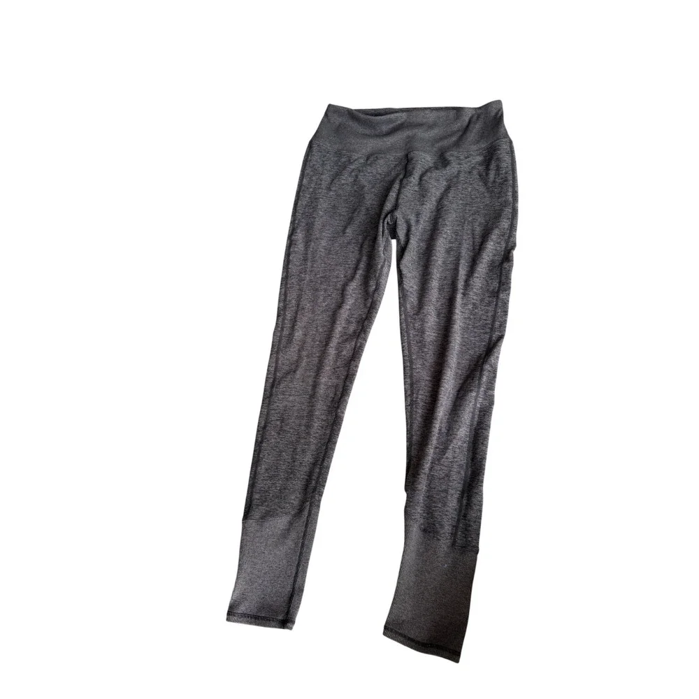 Alo Yoga High Waist Lounge Joggers‎ Dark Heather Gray Space Dye Ribbed Cuffs XL